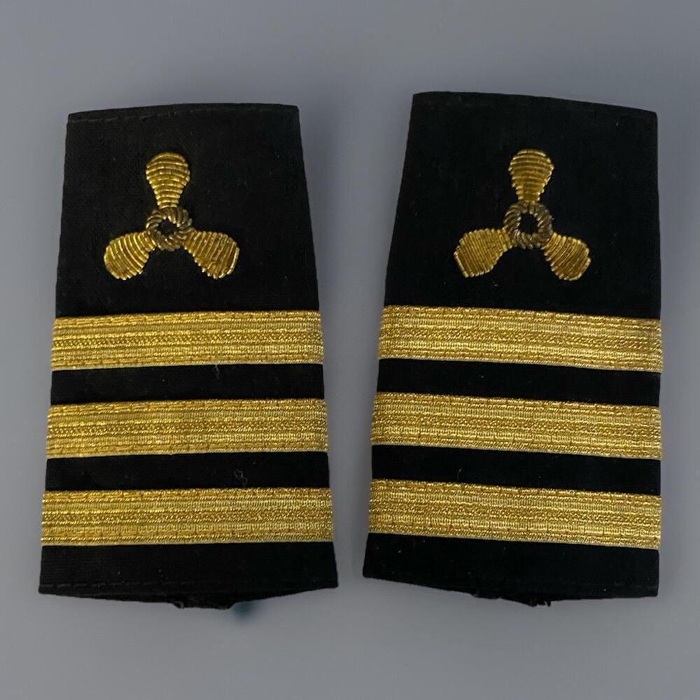 Vintage Bullion Marine Ship Engineer Shoulder Board Epaulette 3 Bar Pair E